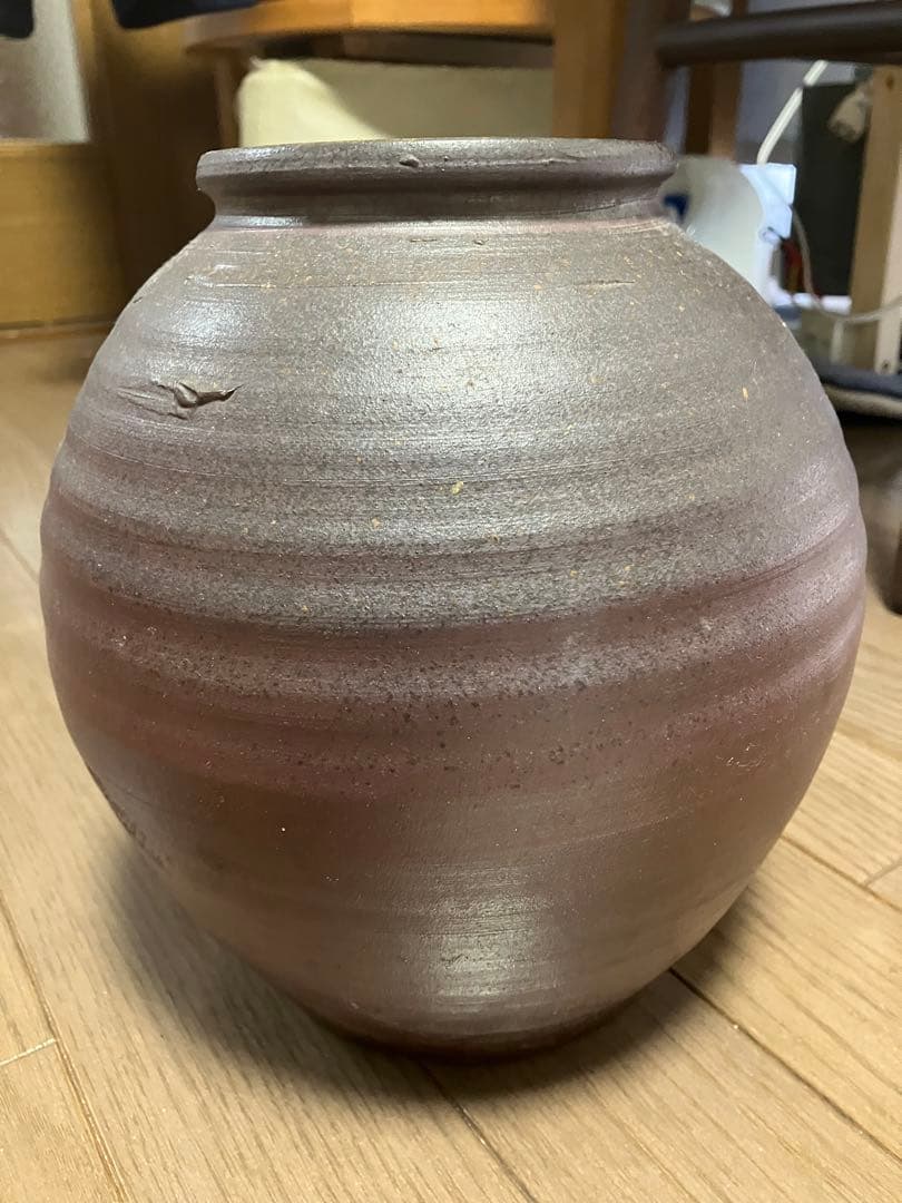 【名工】備前焼 山本千秋 壺 花器 桟切り 陶印「山千」人間国宝 山本陶秀 次男