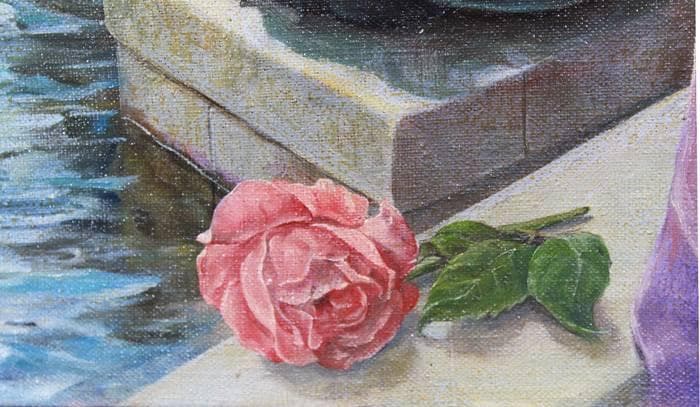 中島義行　タイトル 「夏の女」P12号1980年制作（画家31歳の時の写実絵画）