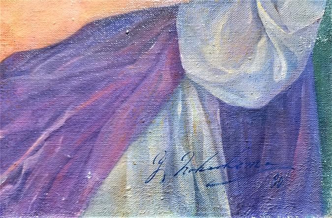 中島義行　タイトル 「夏の女」P12号1980年制作（画家31歳の時の写実絵画）