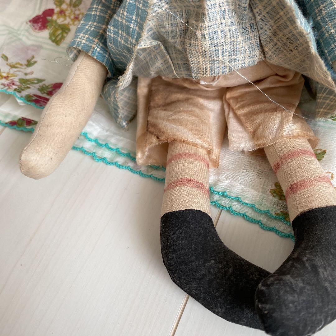 カントリードール　アニーちゃん　手作り　チェック柄　貴重　カントリー雑貨