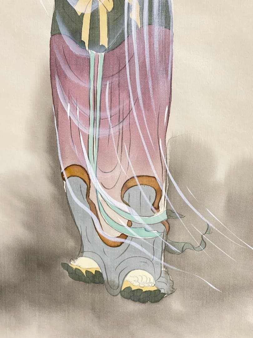 【真作】恵山　観音菩薩図 掛軸 仏画 絹本彩色 大幅 仏教美術