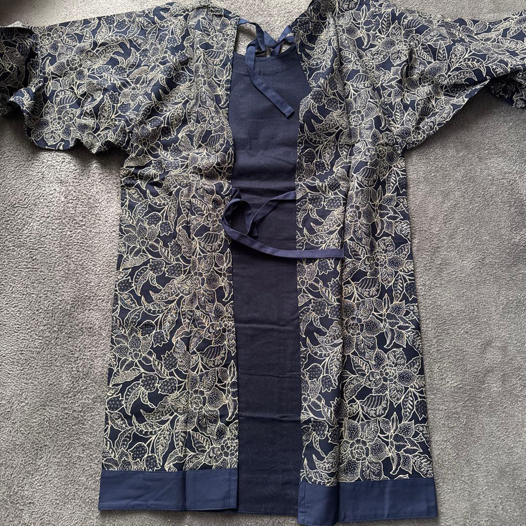 【未使用】 藍染 割烹着 タグ付き サロンジェ購入