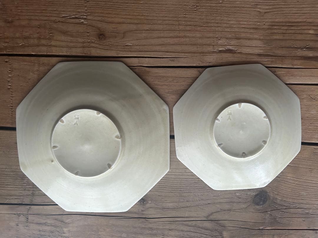 値下げ！岡田直人　八角皿　灰釉　大小2枚セット