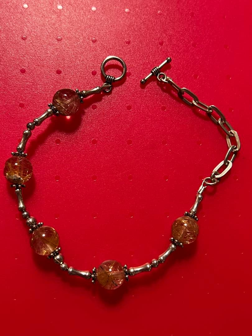 10mm球 ルチルクォーツsilver925 ブレスレット