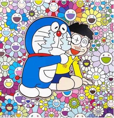 てつ様　村上隆 お花畑の中のドラえもん ED1000 ポスター 納品書付。