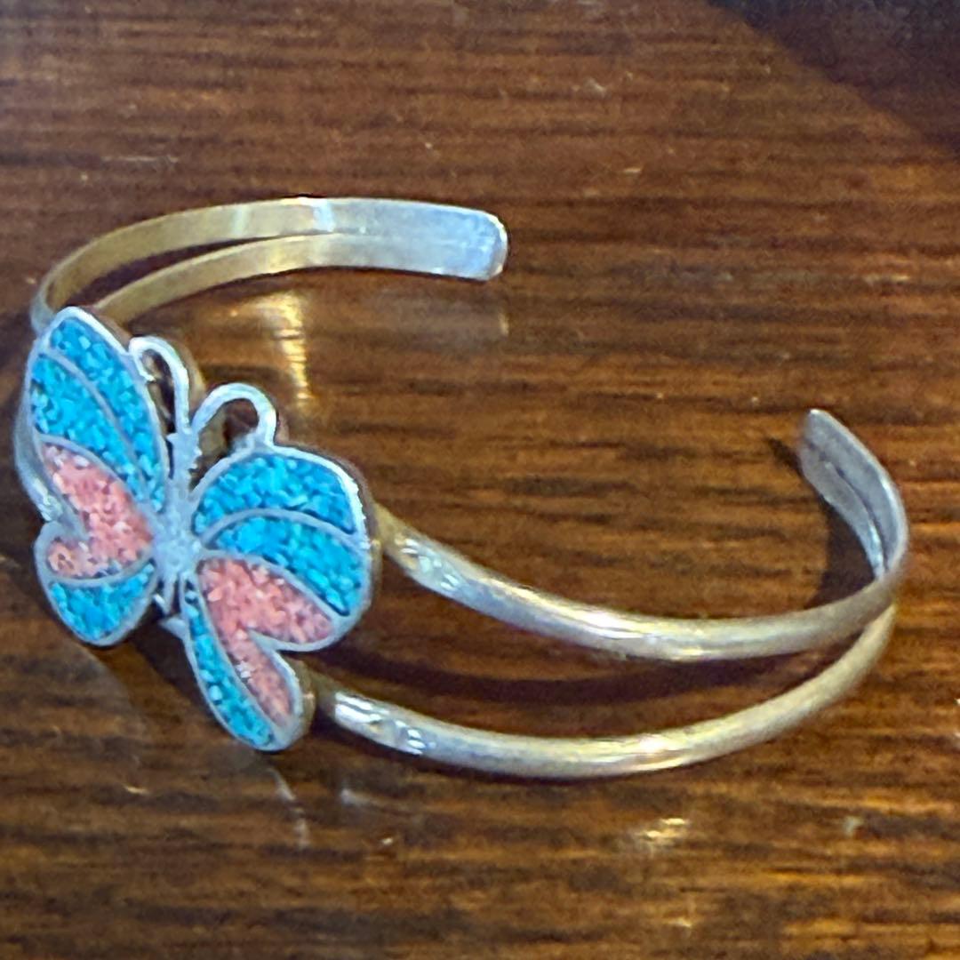 1970s USA バタフライ インレイ ヴィンテージシルバーバングル
