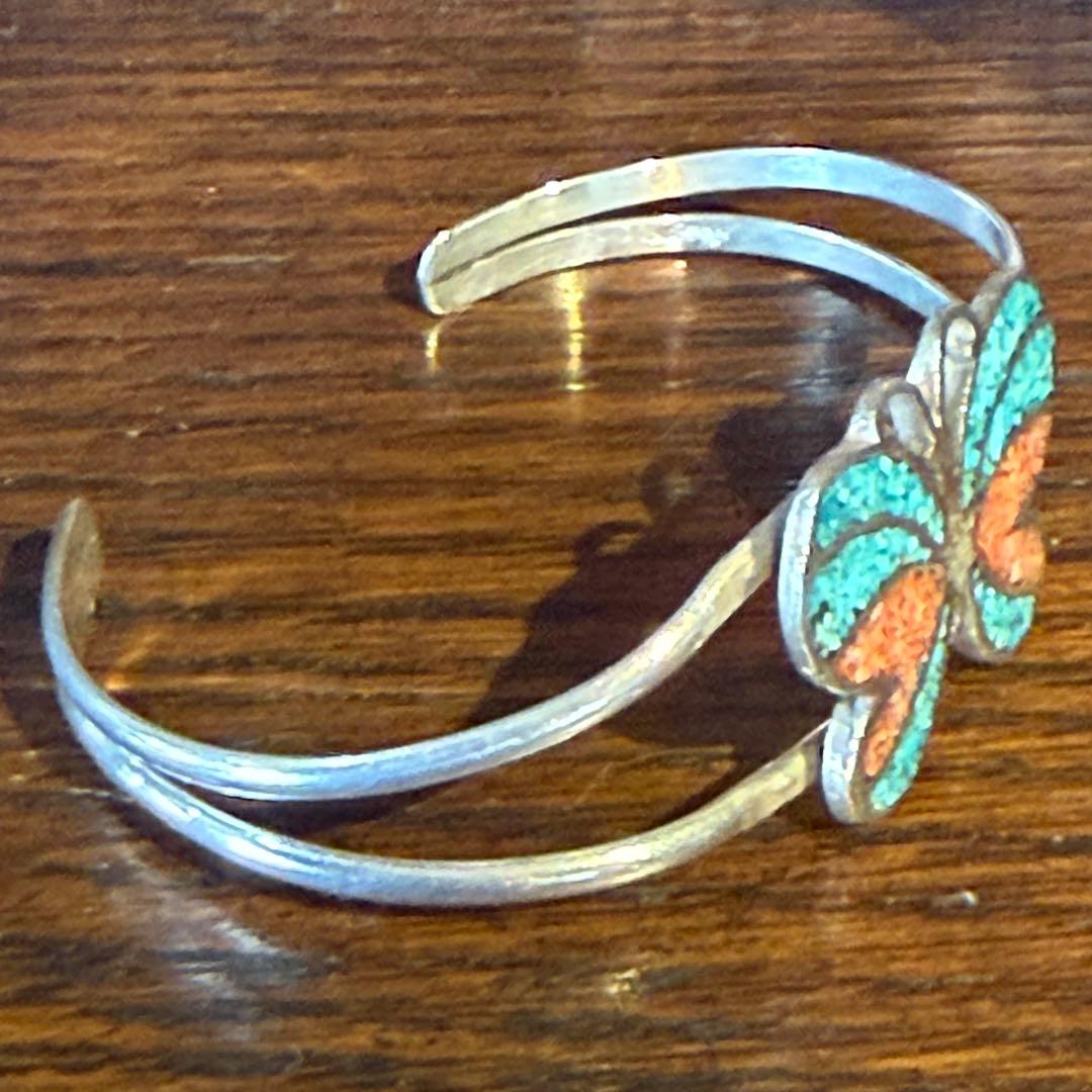 1970s USA バタフライ インレイ ヴィンテージシルバーバングル