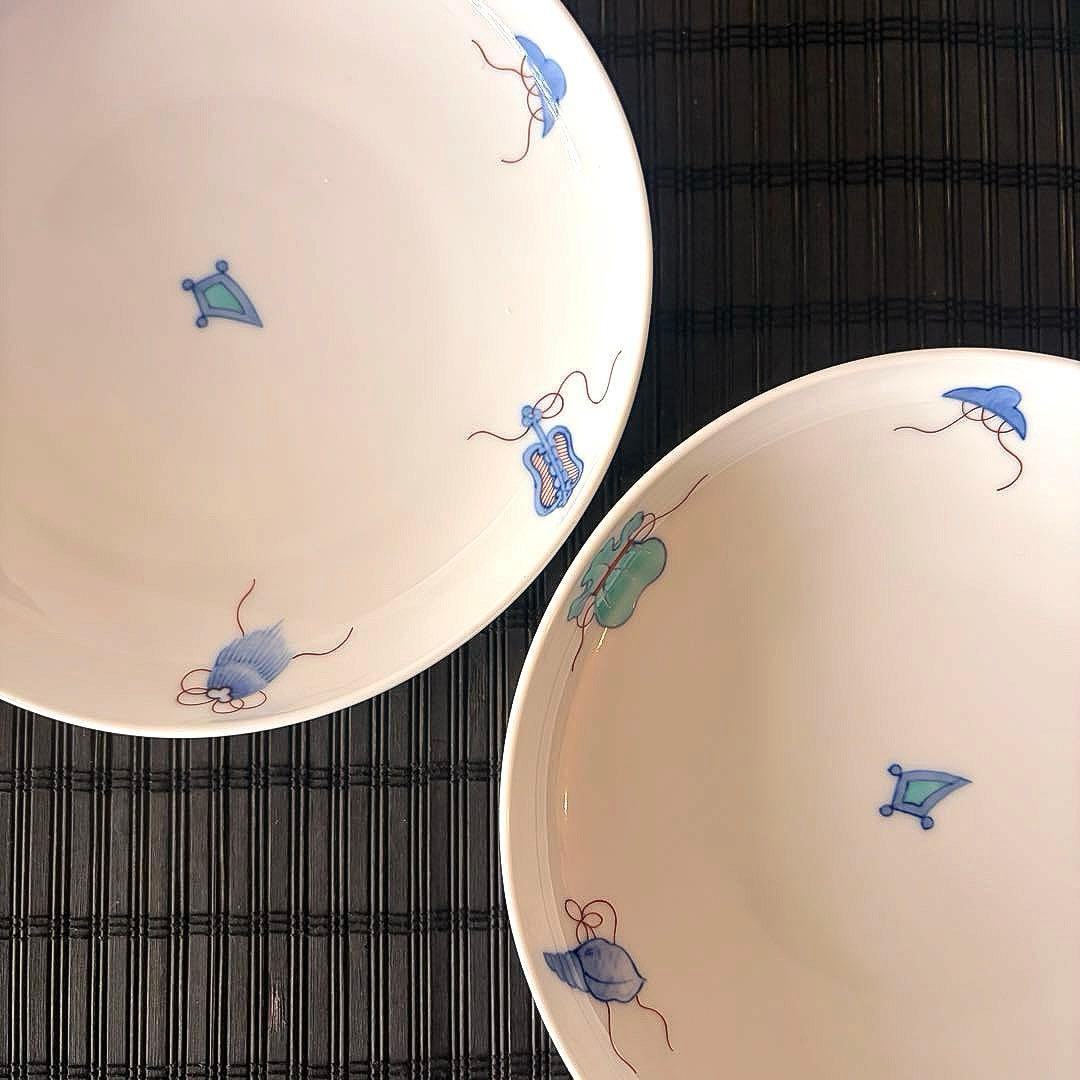 【未使用品】伊万里鍋島焼 畑萬陶苑 手描き 【宝尽くし文】盛皿 中皿 5枚