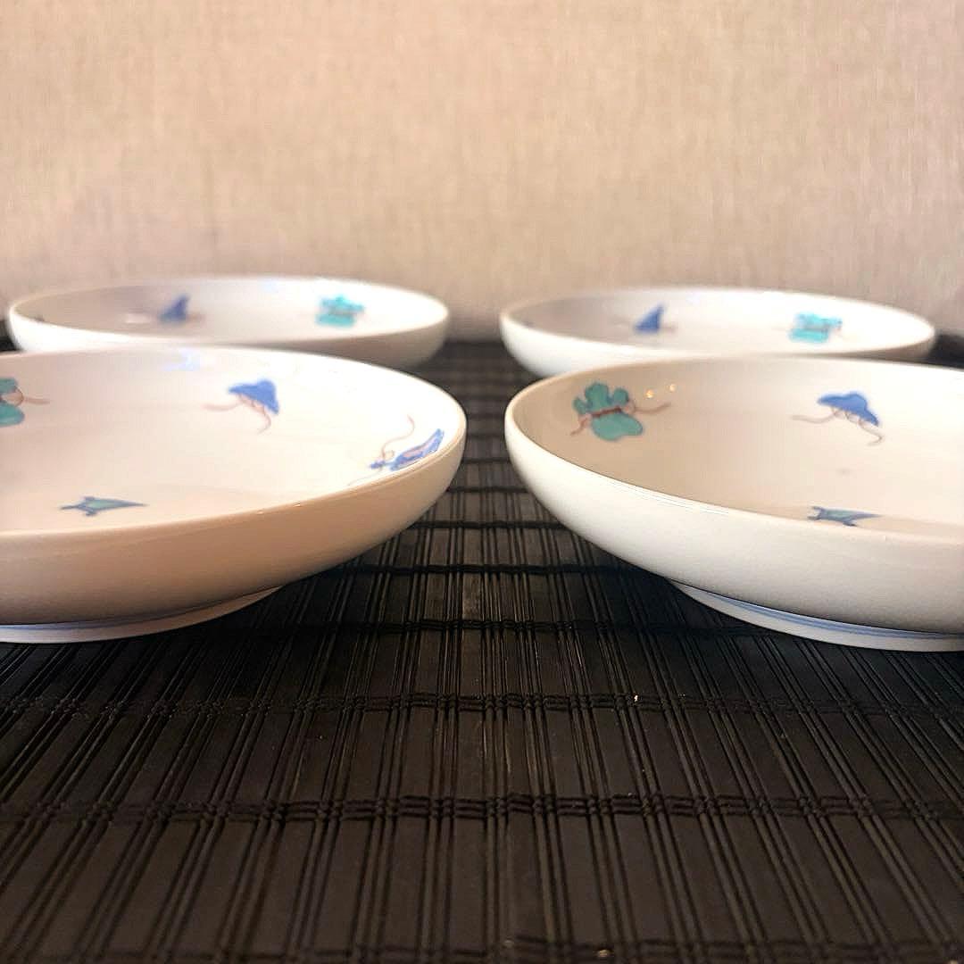 【未使用品】伊万里鍋島焼 畑萬陶苑 手描き 【宝尽くし文】盛皿 中皿 5枚