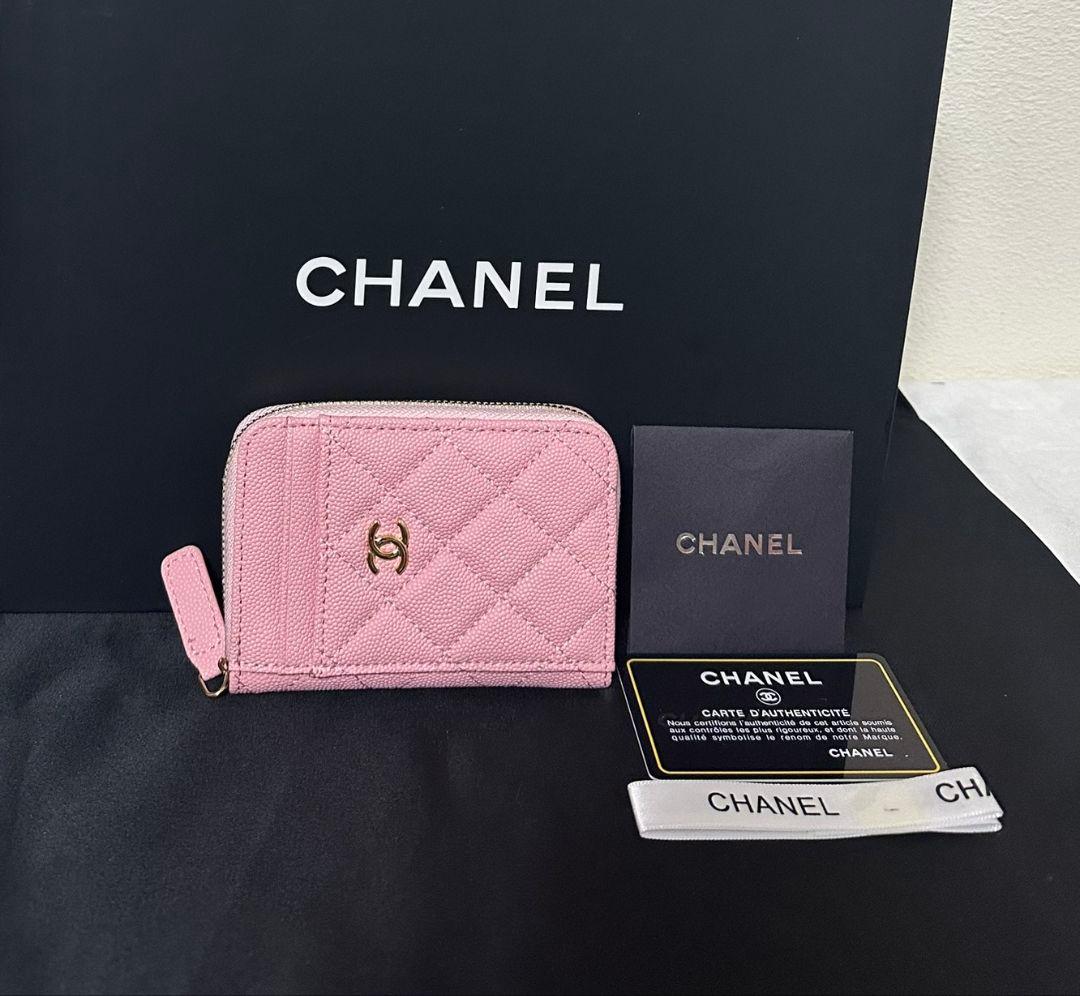CHANEL ノベルティキルティングレザーミニ財布ライトピンク