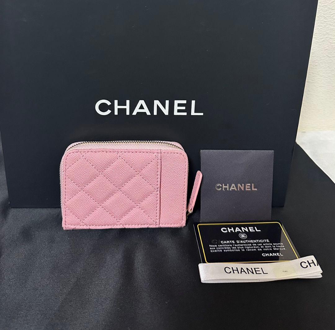 CHANEL ノベルティキルティングレザーミニ財布ライトピンク