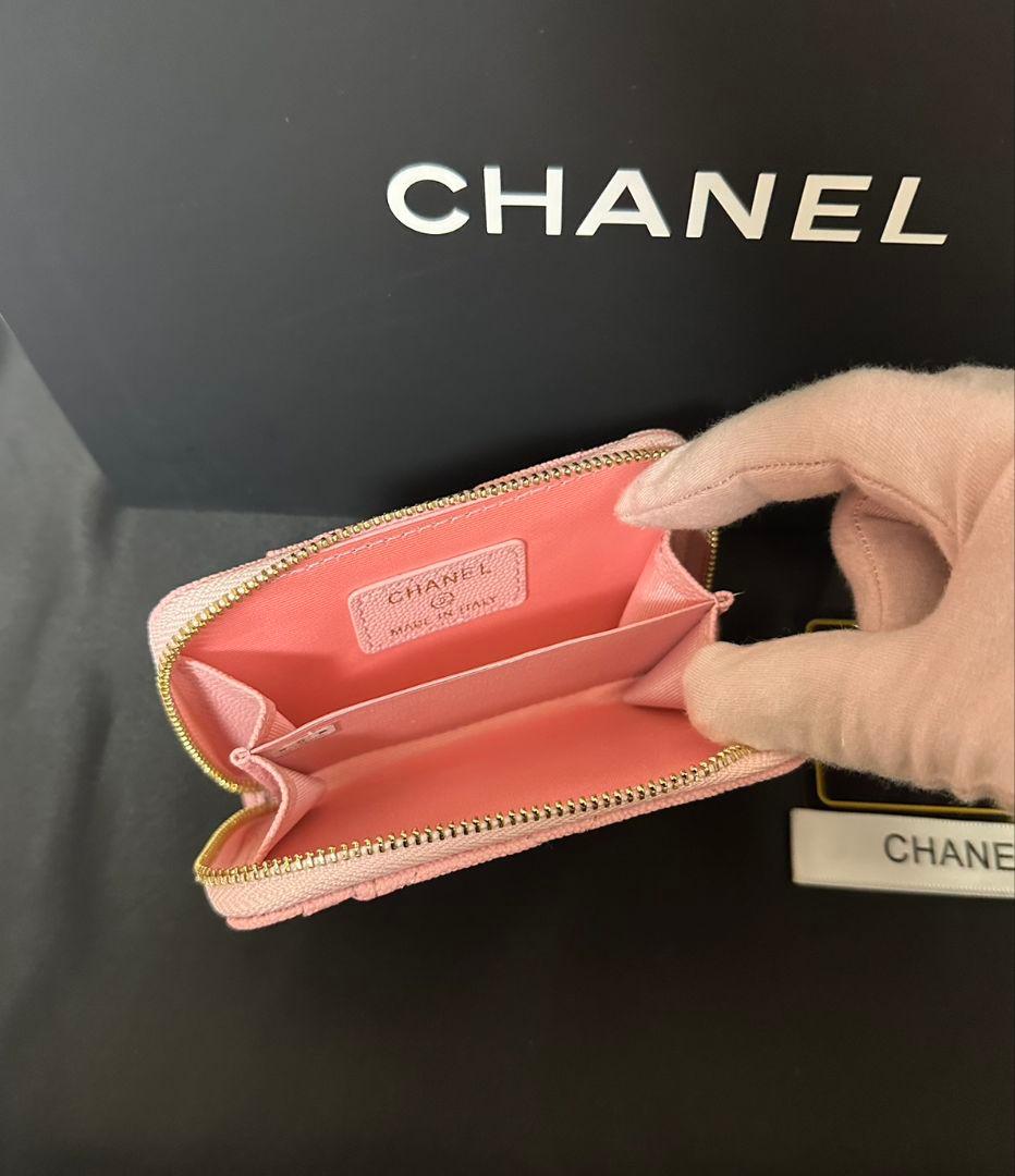CHANEL ノベルティキルティングレザーミニ財布ライトピンク