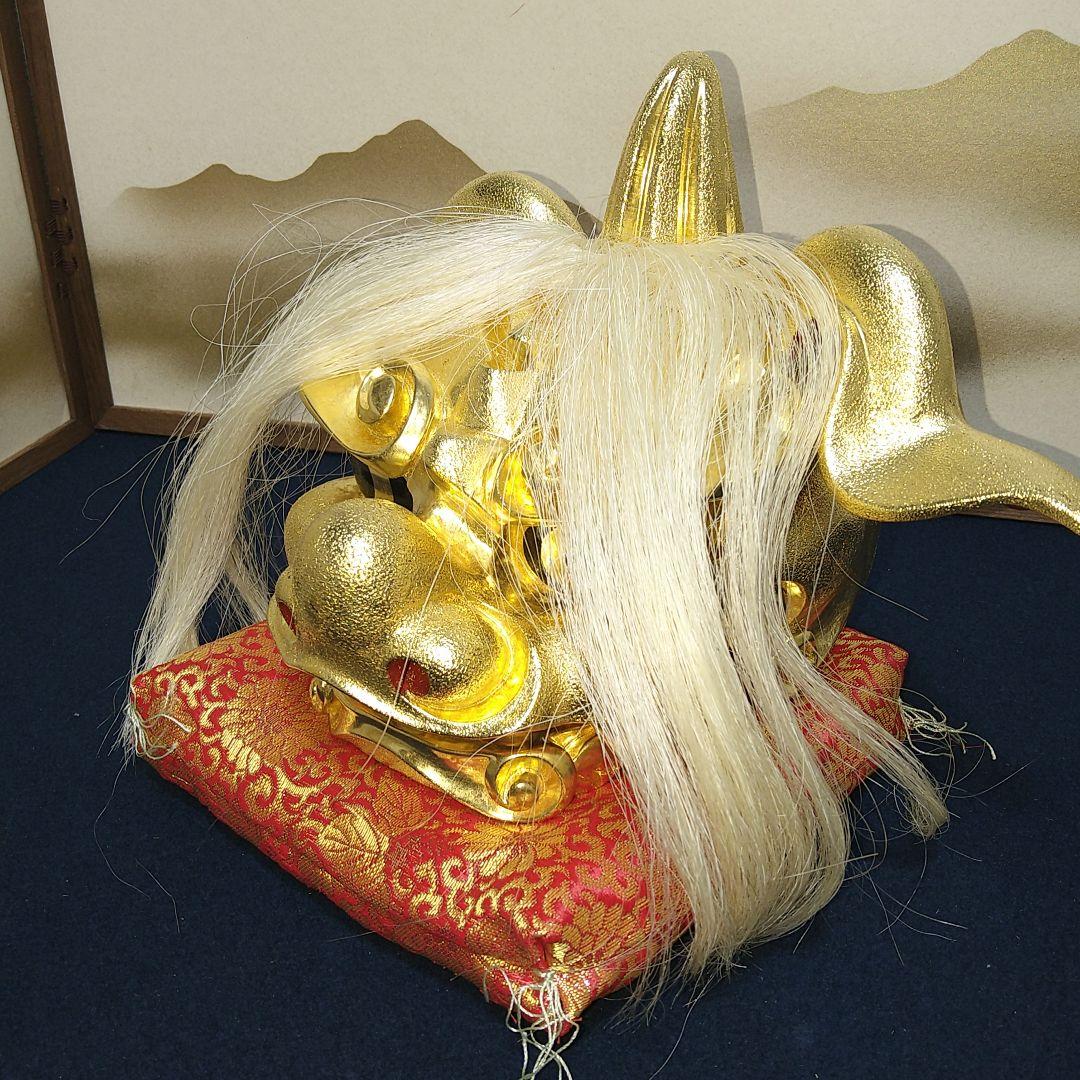 AF94 獅子頭 荒井寿斎作 富山県井波彫刻 木製 栞 共箱 美品 縁起物 美品