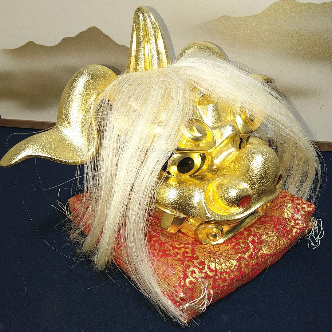 AF94 獅子頭 荒井寿斎作 富山県井波彫刻 木製 栞 共箱 美品 縁起物 美品