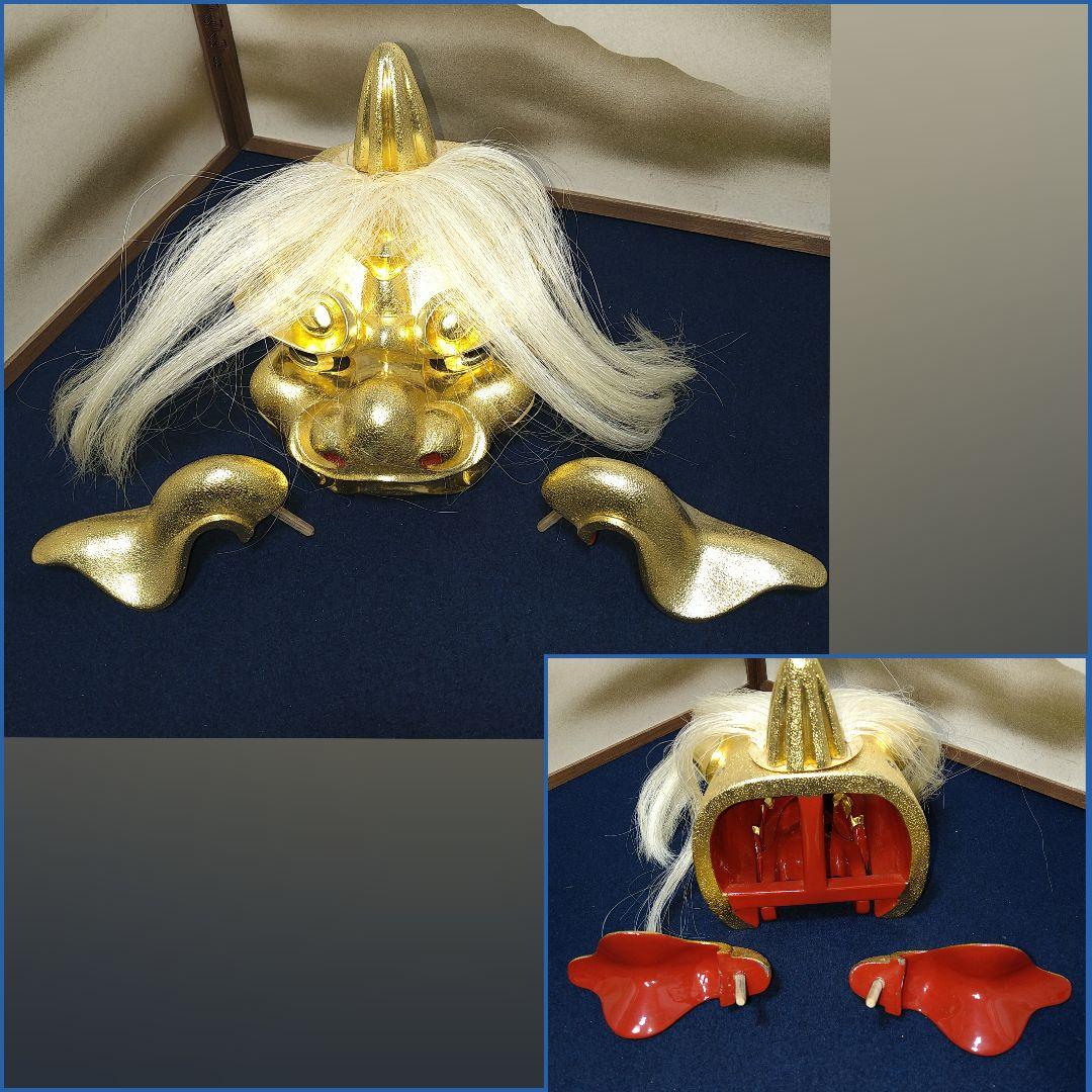 AF94 獅子頭 荒井寿斎作 富山県井波彫刻 木製 栞 共箱 美品 縁起物 美品