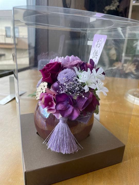 お供え　アレンジメント　花鉢　アーティフィシャルフラワー　置物