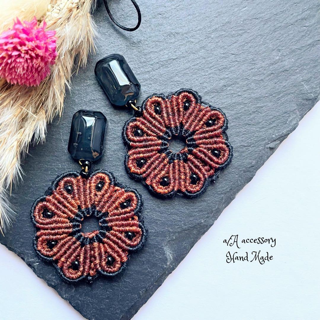 357 「macrame」天然石ネックレス　タイガーアイ