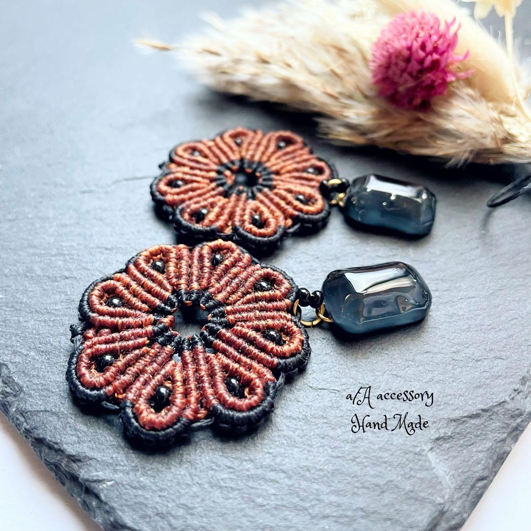 357 「macrame」天然石ネックレス　タイガーアイ