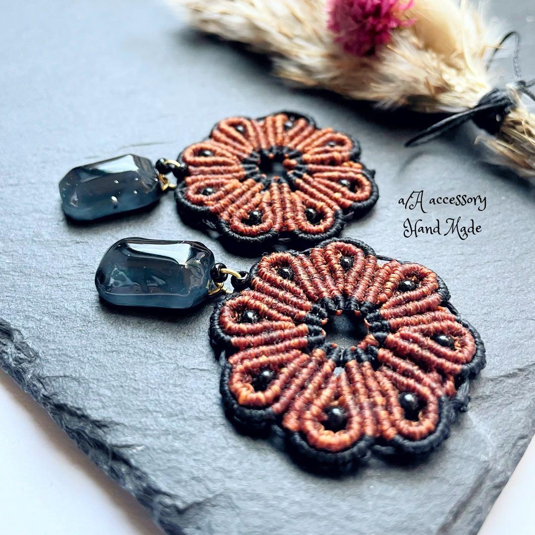 357 「macrame」天然石ネックレス　タイガーアイ