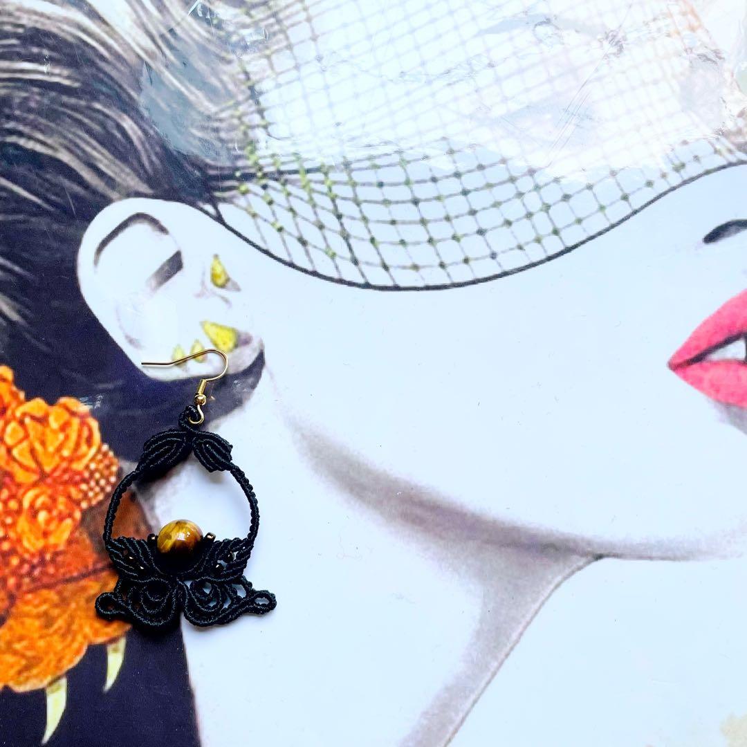 357 「macrame」天然石ネックレス　タイガーアイ