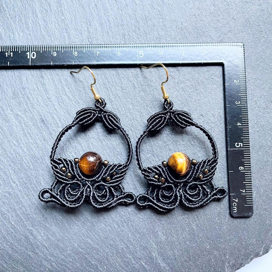 357 「macrame」天然石ネックレス　タイガーアイ