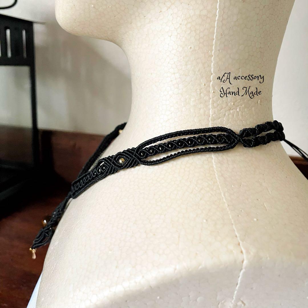 357 「macrame」天然石ネックレス　タイガーアイ