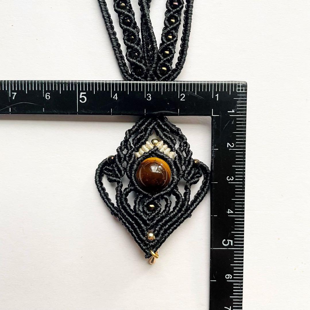 357 「macrame」天然石ネックレス　タイガーアイ