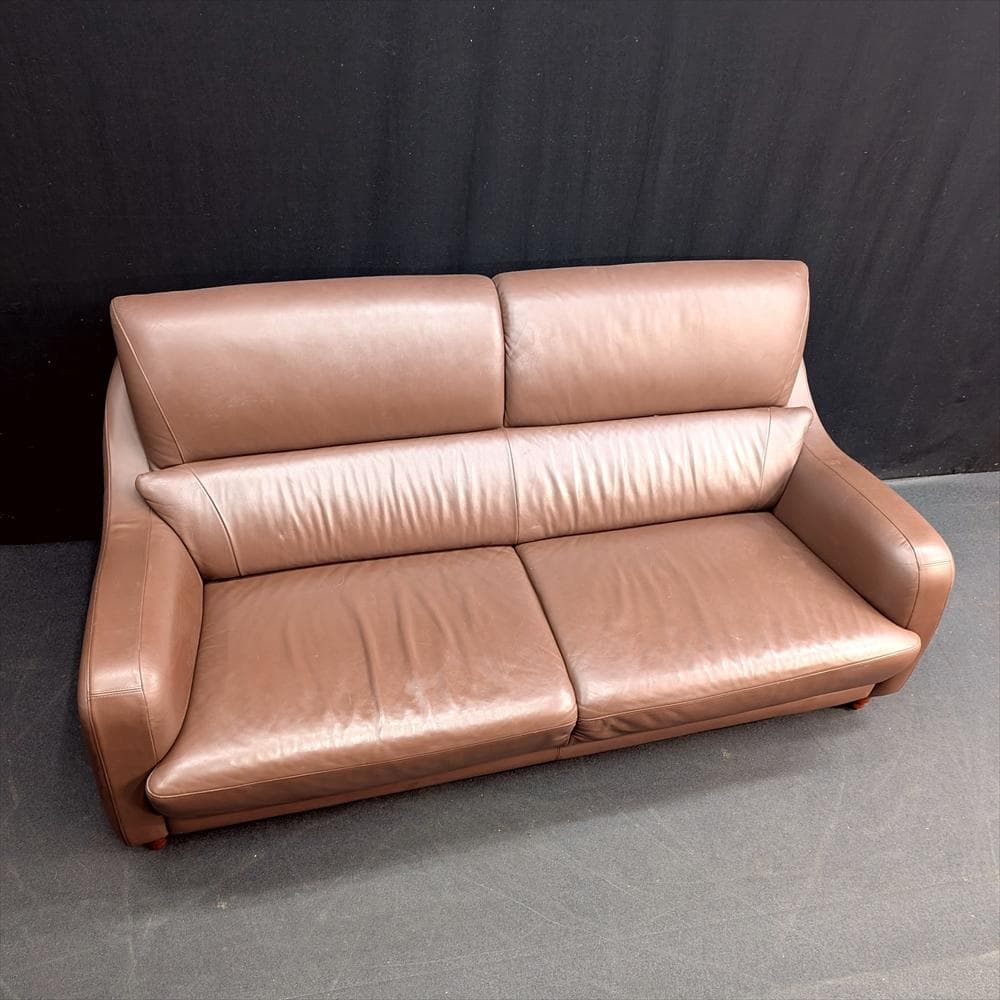 美品　カリモク　アラード　本革　ラブソファ　二人掛け　2P　三人掛け　ハイバック