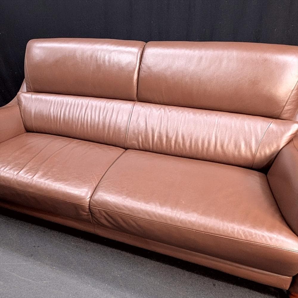 美品　カリモク　アラード　本革　ラブソファ　二人掛け　2P　三人掛け　ハイバック