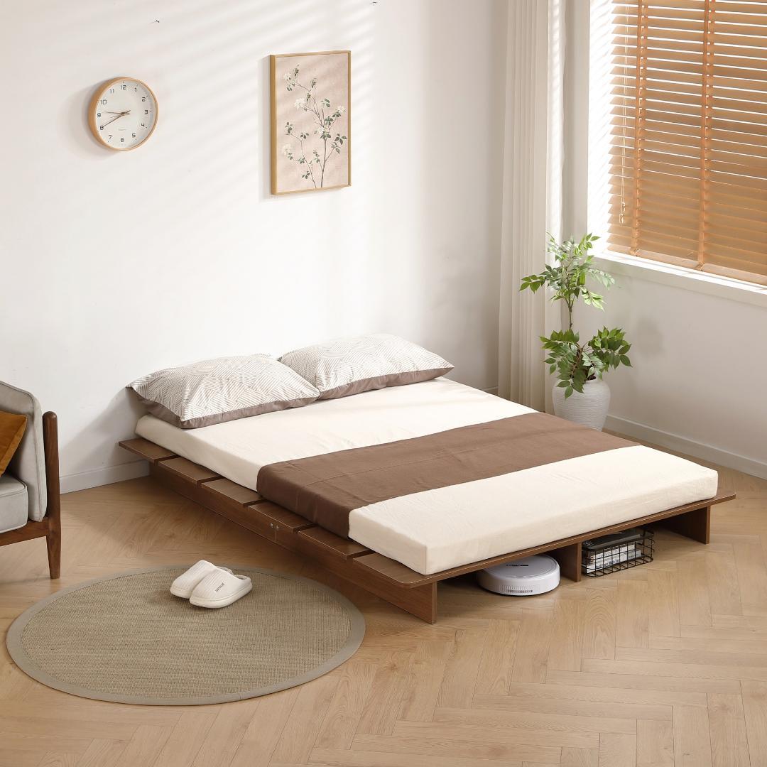 超人気！【幅120cm】ベッド ローベッド ステージベッド ベッドBrown