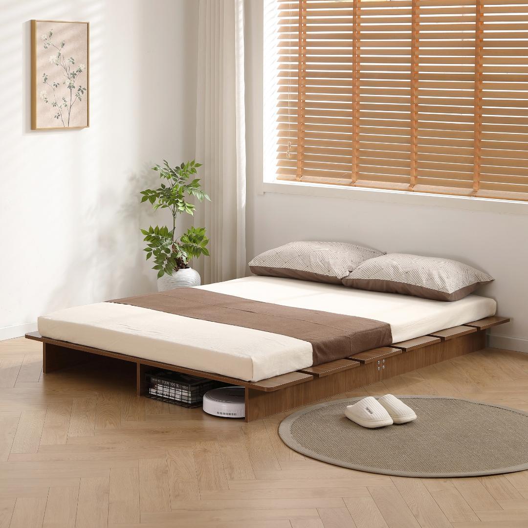 超人気！【幅120cm】ベッド ローベッド ステージベッド ベッドBrown