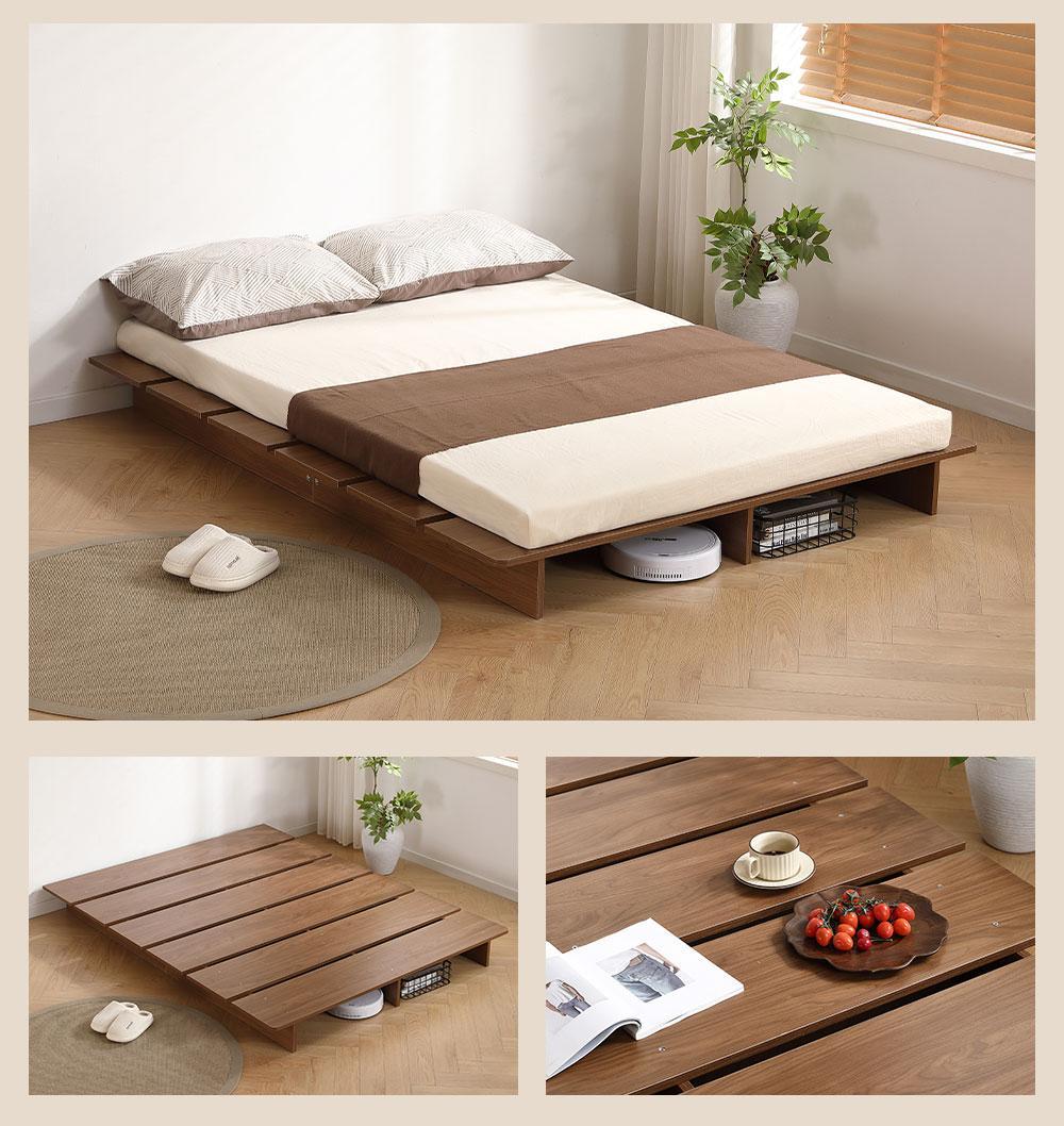 超人気！【幅120cm】ベッド ローベッド ステージベッド ベッドBrown