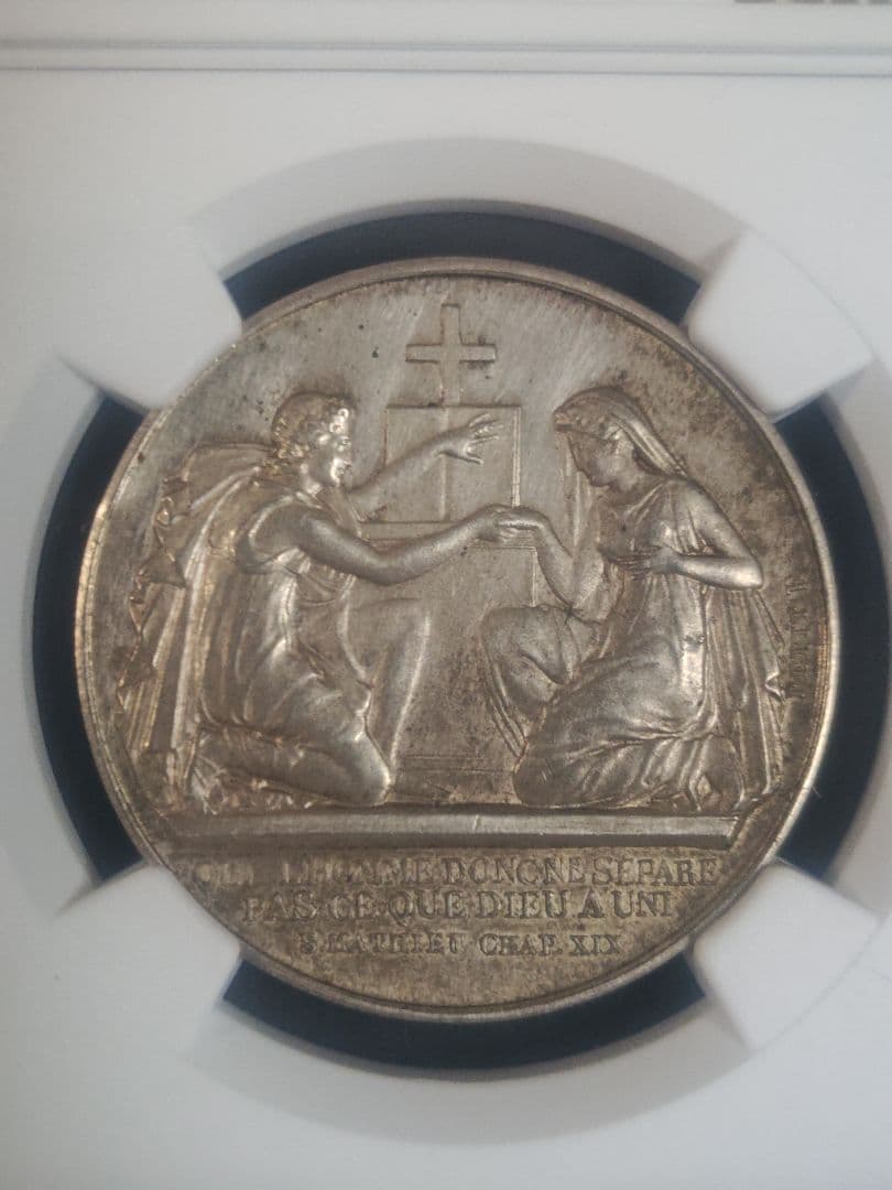 1882年 仏ジェトン 銀製 ウェディングメダル