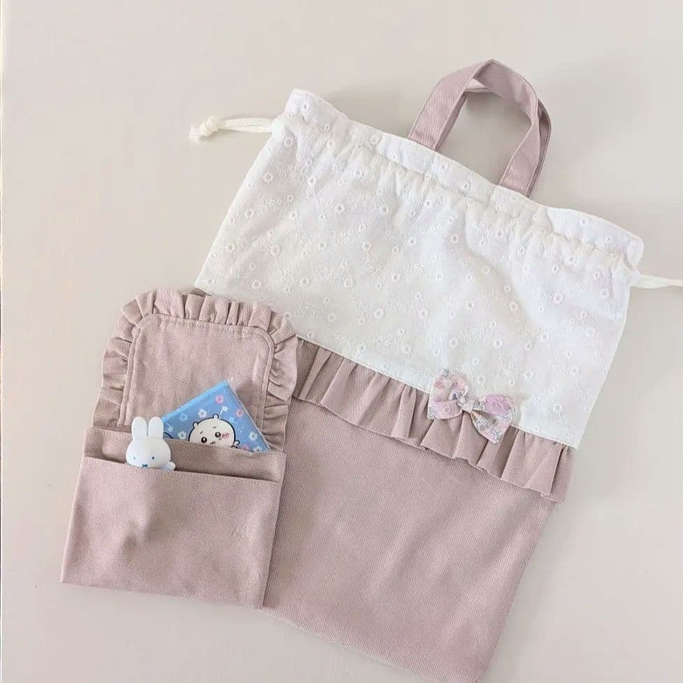 ハンドメイド入園入学セットレッスンバックお着替え袋上履き袋移動ポケットリバティ