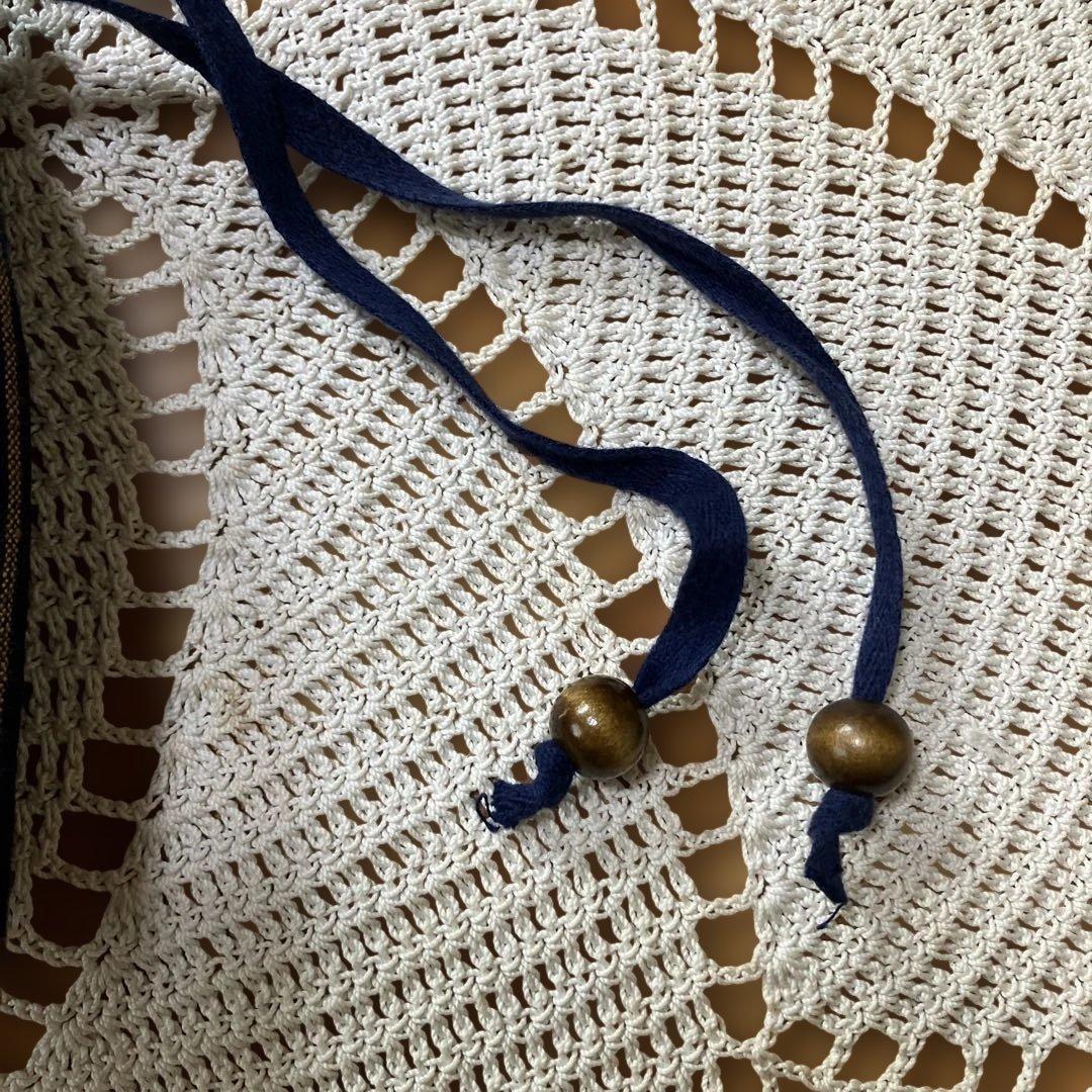 庄内刺し子酒袋藍染め縞木綿格子木綿蚊絣古布手提げバックマルチケース付き