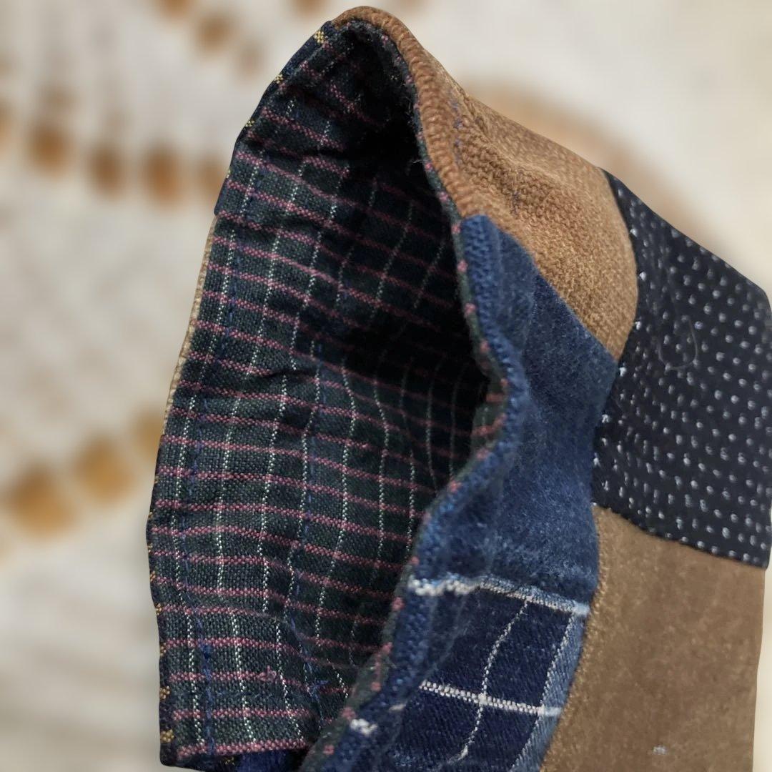 庄内刺し子酒袋藍染め縞木綿格子木綿蚊絣古布手提げバックマルチケース付き