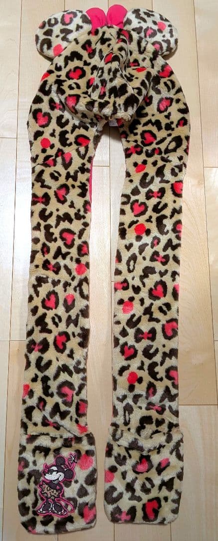 美品　ミニー マフラーキャップ　レオパード　ファンキャップ
