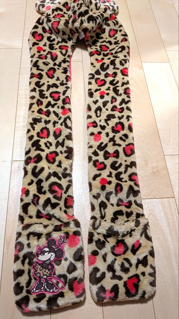 美品　ミニー マフラーキャップ　レオパード　ファンキャップ