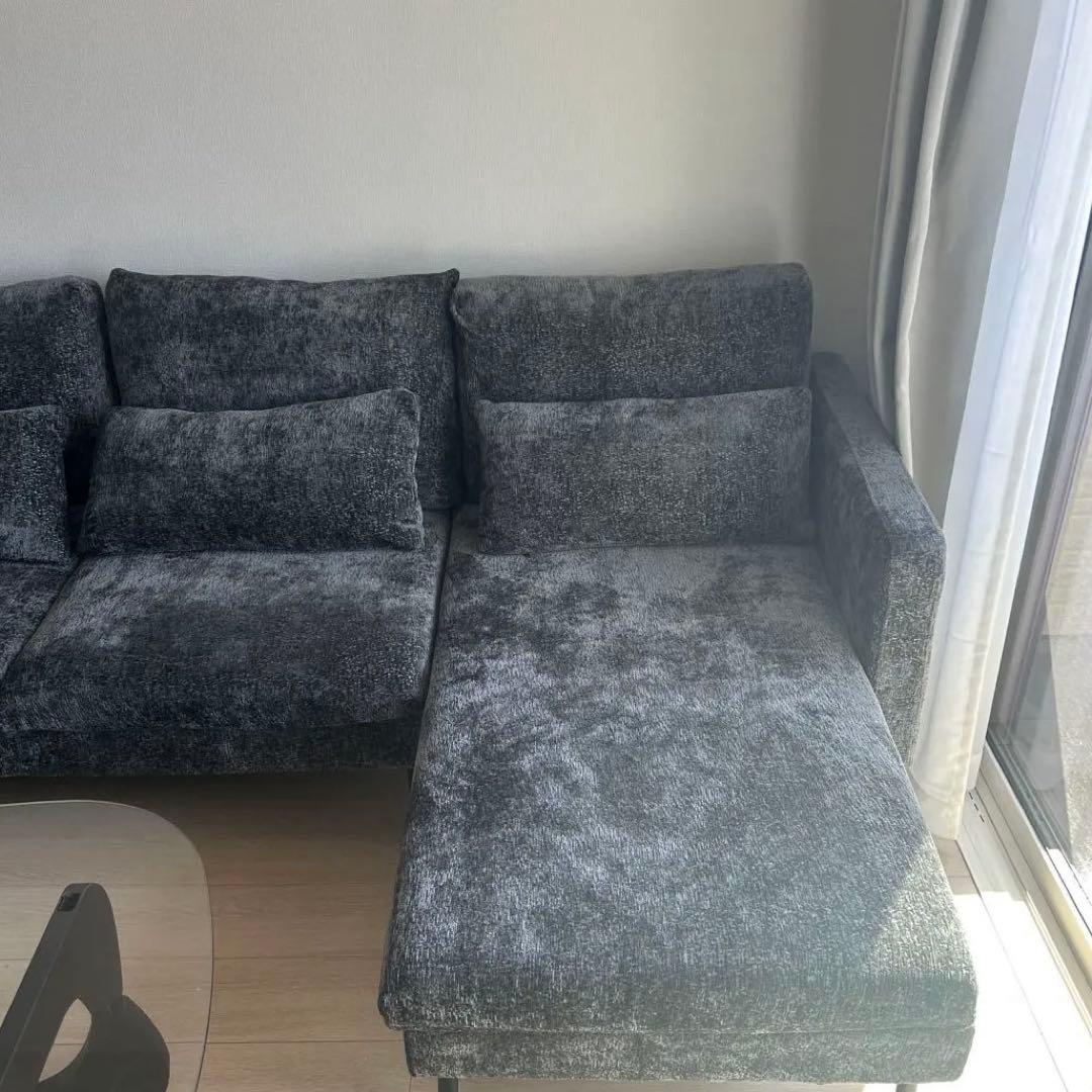 スモーキーブラック　 L字型ソファ 3人掛け　カウチソファー　ソファ