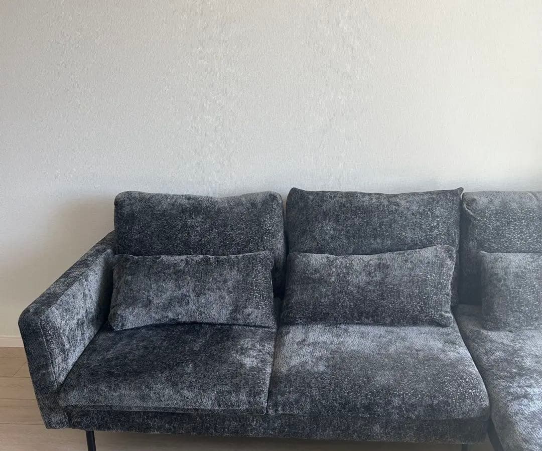 スモーキーブラック　 L字型ソファ 3人掛け　カウチソファー　ソファ