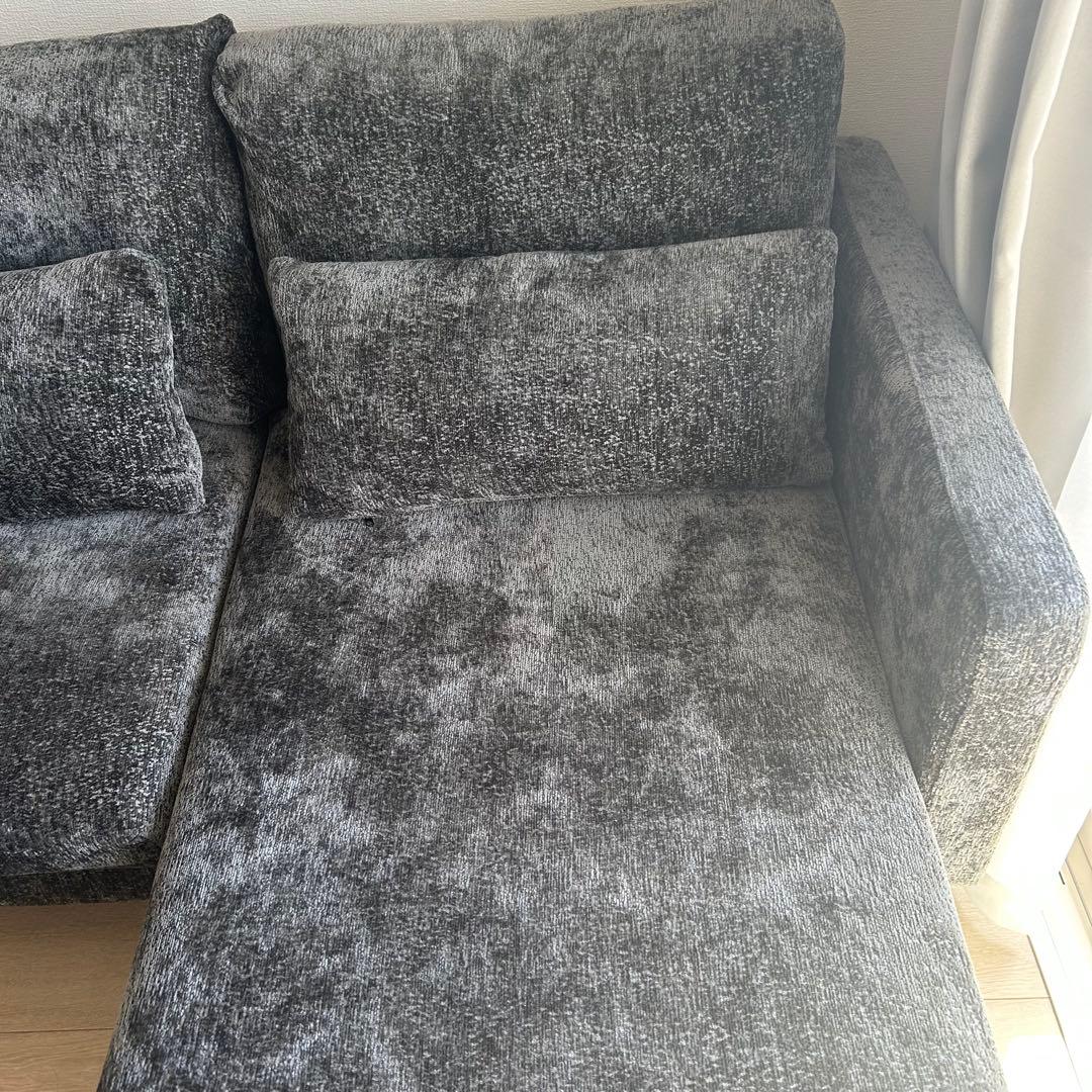 スモーキーブラック　 L字型ソファ 3人掛け　カウチソファー　ソファ