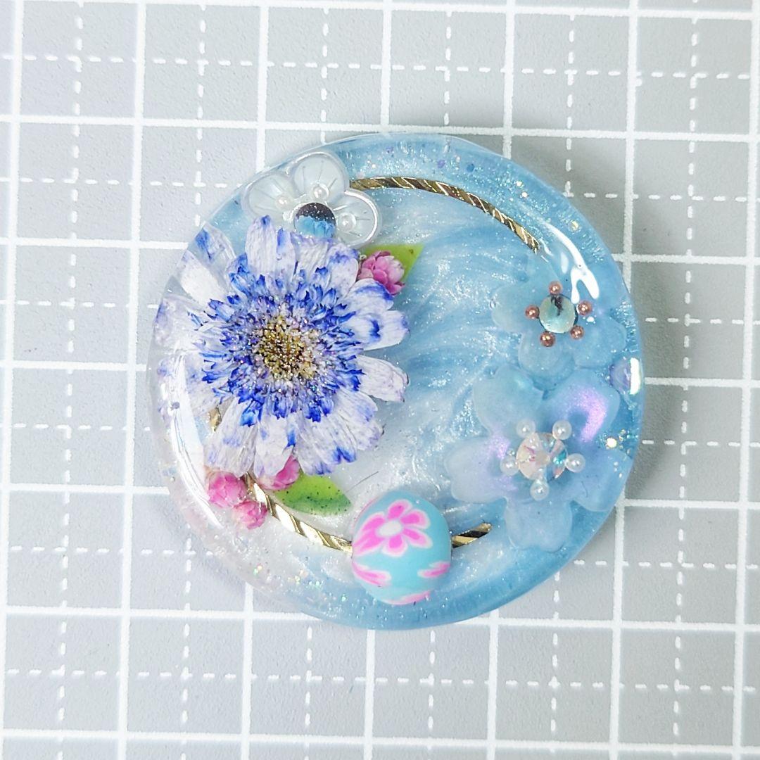 レジン　猫　ドライフラワー　ヘアゴム　ブローチ　ポニーフック　No.613