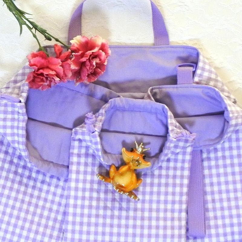 マロチョコさま専用① ギンガムチェック柄パープル 入園入学セット5点