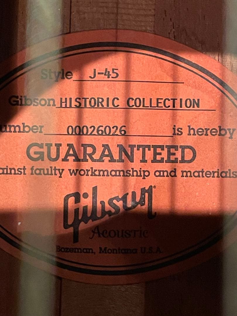 Gibson J45 histric collection （手渡し限定）