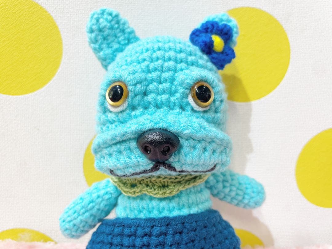 フレンチブルドッグあみぐるみ おとこのこver ブルー1体