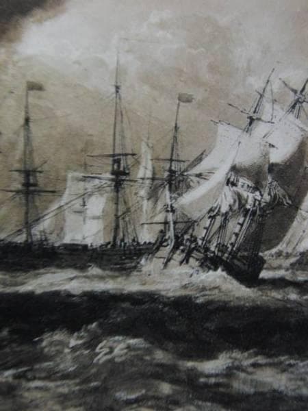 J.M.W.ターナー、風をうける船、希少画集画、 新品額装付