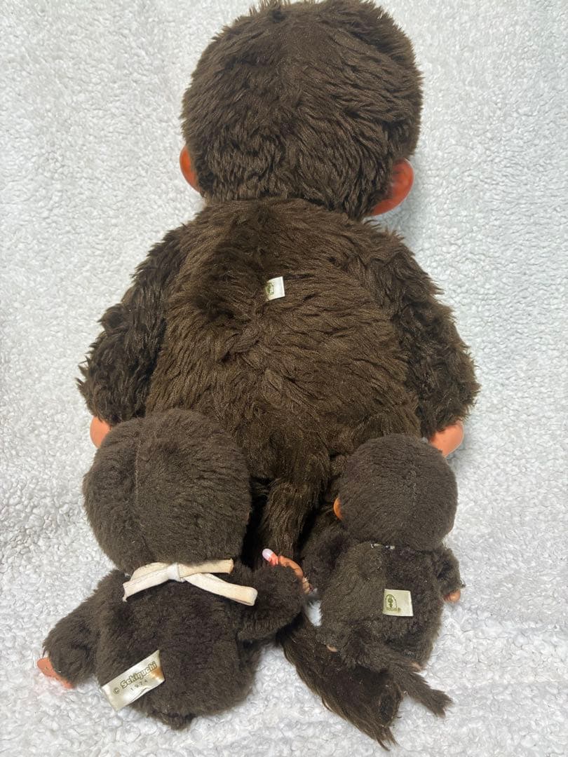 【当時物】モンチッチ45cm＋ふた子20cm・13cm 3体セット／タグ付き