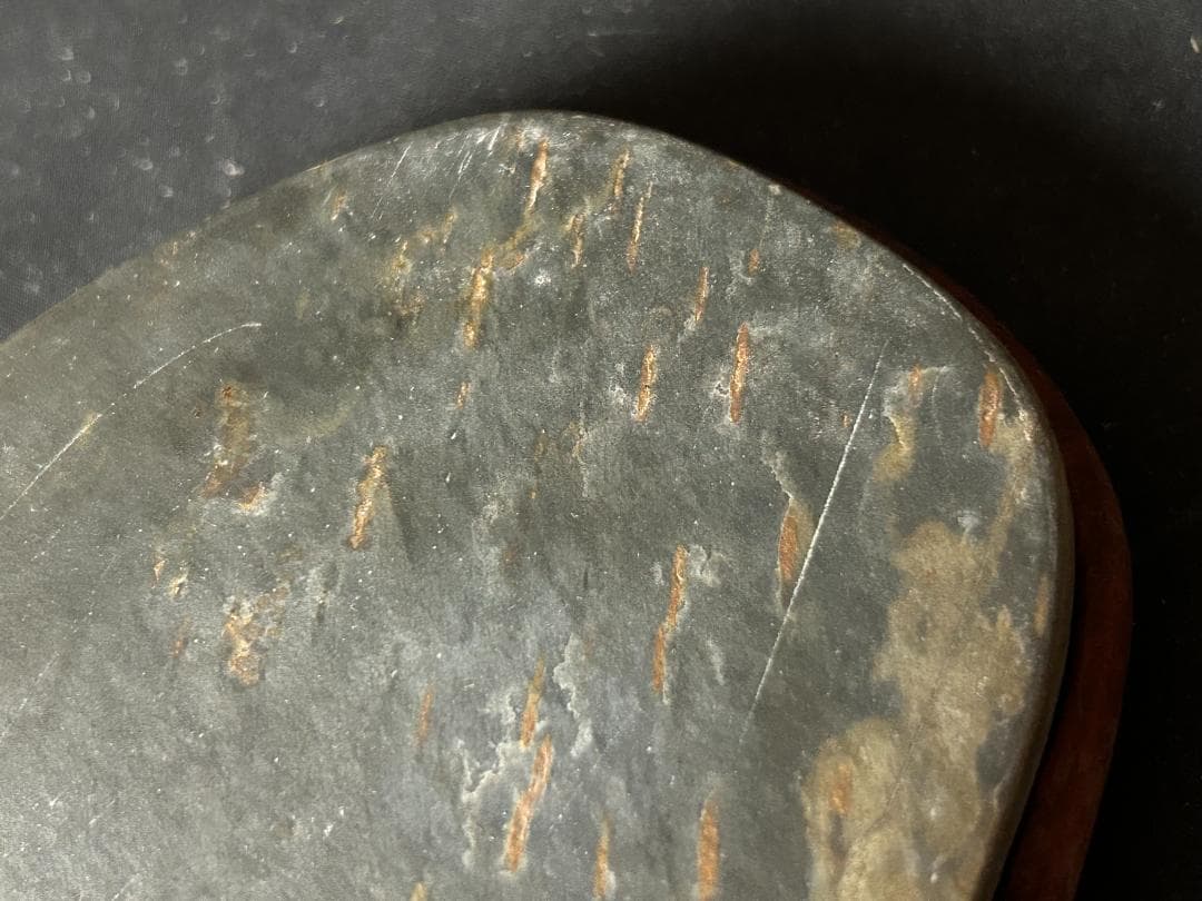 唐物 歙州硯 板硯 金星 金暈紋 書道具 中国古玩 52