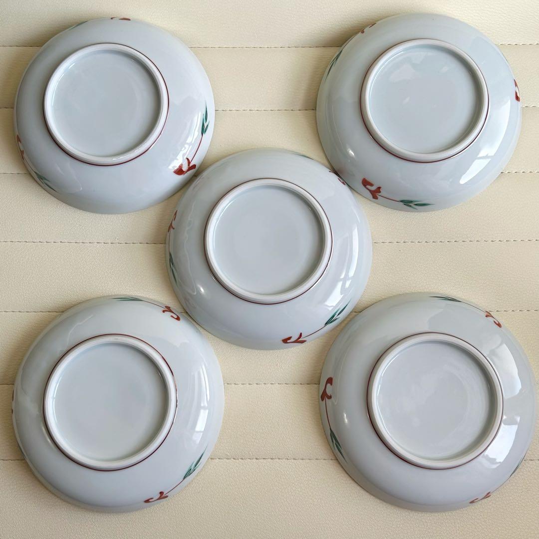 清水焼　京焼　呉須赤絵花鳥　金彩　銘々皿揃　5枚セット　取り皿　古伊万里　色絵