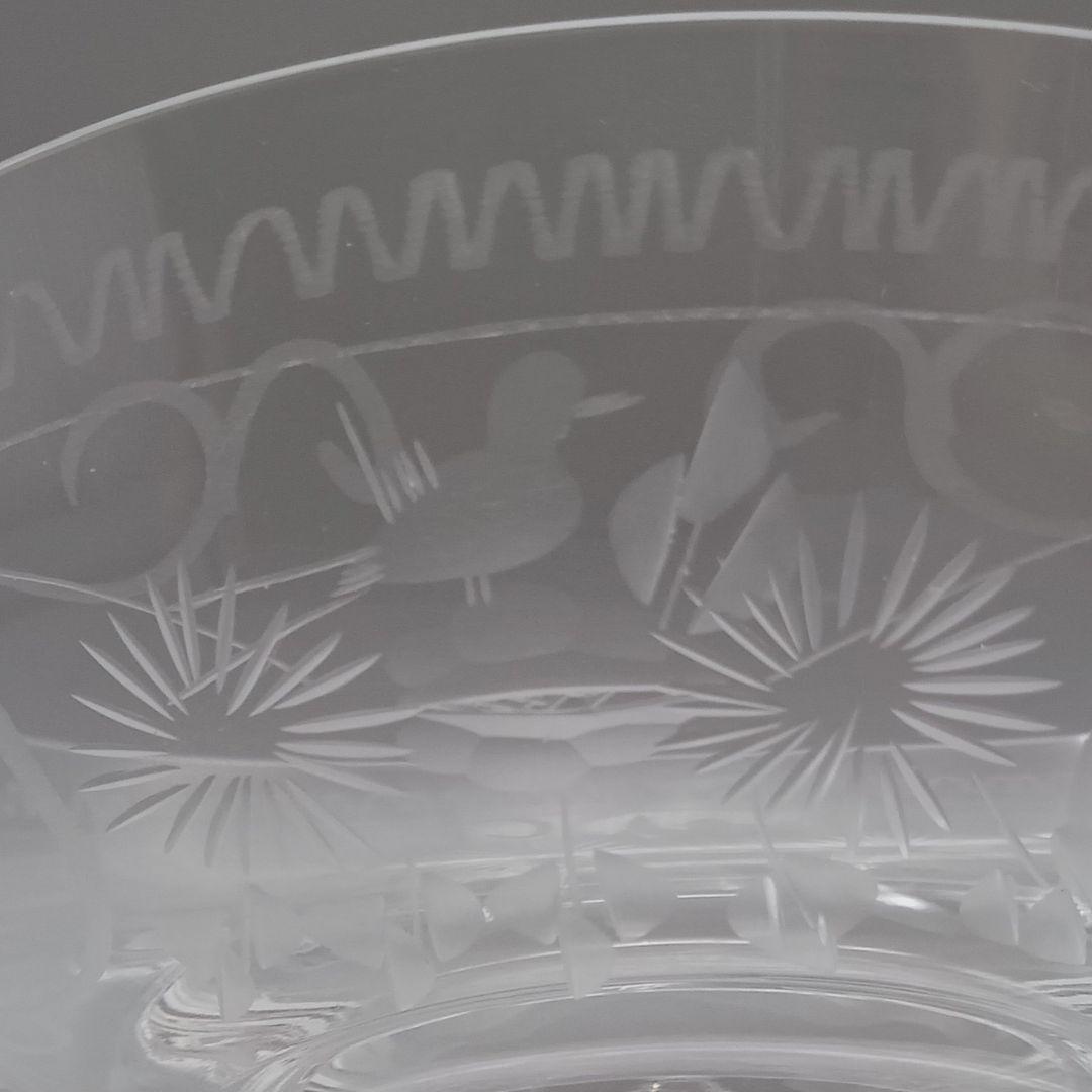 ドイツ テレジアンタール 12cm ボウル 4点セット ガラス 鳥 花